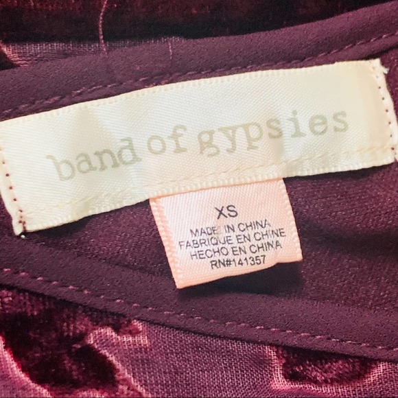 Band of Gypsies Velvet Wine Floral Dress Size XS - Picture 7 of 7